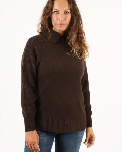 Polo in lana da donna con collo a camicia - Polo Elsa