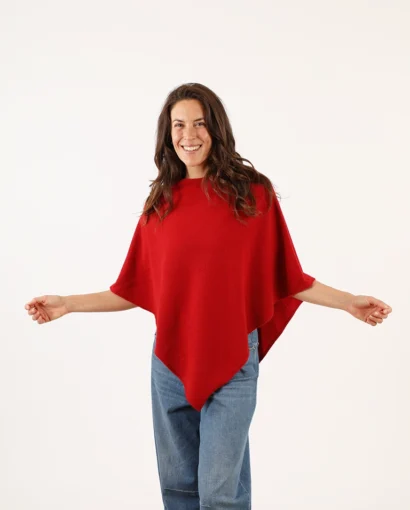 Poncho in lana da donna con scollo a barchetta - Poncho Triangolo