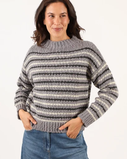 Maglione caldo in mista lana -Vulcano rigato