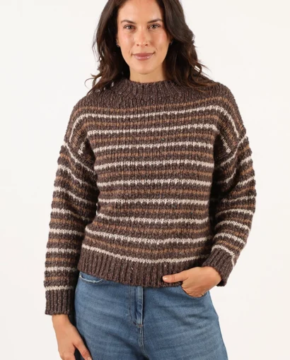 Maglione caldo in mista lana -Vulcano rigato